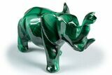 Polished Banded Malachite Elephant Carving - DR Congo #335572-1